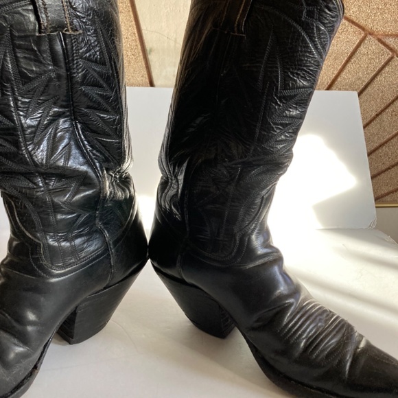 Black Leather Vintage Cowboy Boots Higher Heel Women’s Size 9 Made in Mexico - Picture 6 of 12